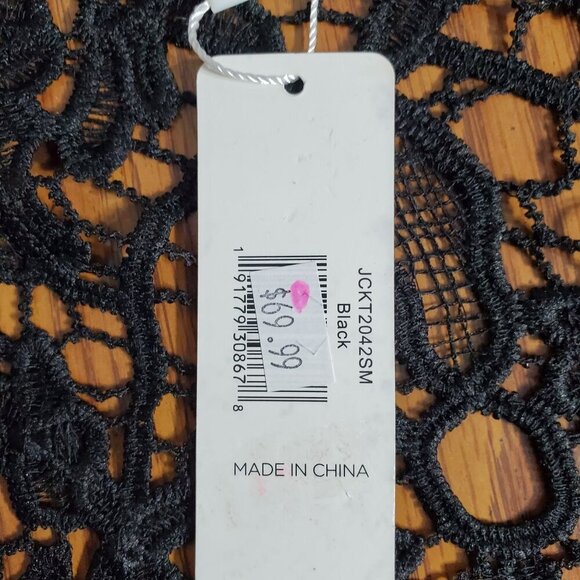 Simply Noelle Black Lace Zip-Up Cardigan S/M 8-10 Womens Lightweight Jacket NWT - Picture 8 of 15